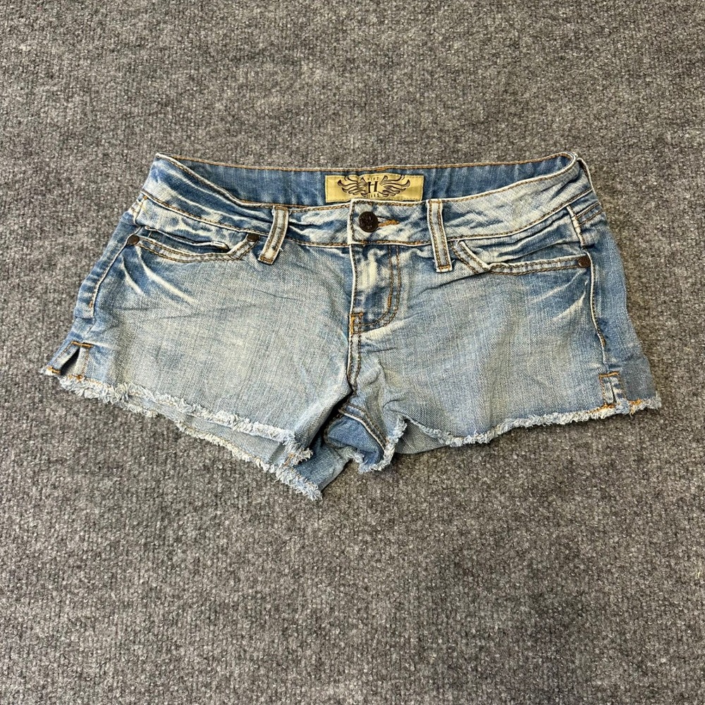 Hint Jeans Shorts Womens Size 1 Blue Low Rise Raw Hem Cutoff Denim Casual 35011